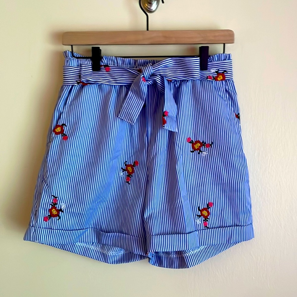 orange creek Striped Floral Shorts